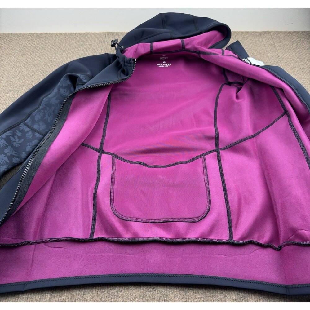 NWT Roxy Swell 1mm Hooded Wetsuit Paddle Jacket Women's Sz 4 Black/Print - Picture 8 of 13